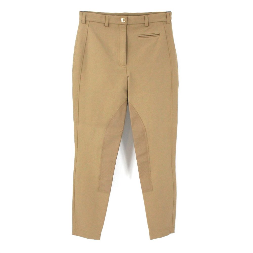 Burberry Equestrian Lamb Leather Patch Pants 4 Breeches Skinny Leg Honey S NEW